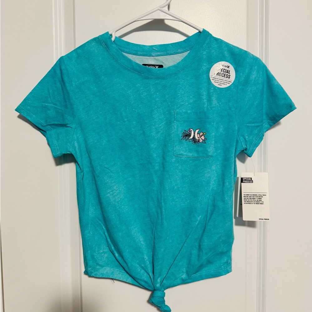 Hurley Turquoise Kids Tee with Pocket Design NWT